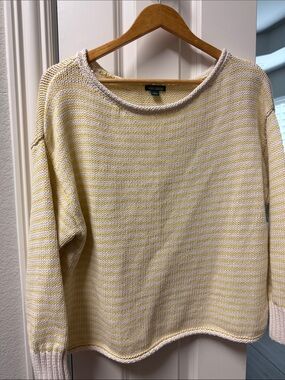 Wild Fable Yellow and White Striped Crewneck Sweater